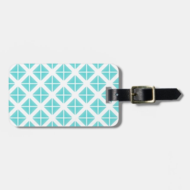 Étiquette À Bagage Motif Triangle tendance Turquoise (Devant horizontal)