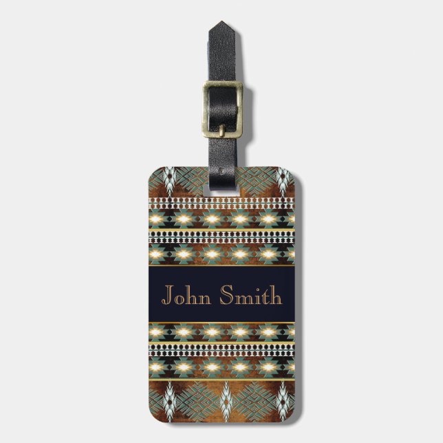 Étiquette À Bagage motif tribal de navaio ethnique du sud-ouest (Devant Vertical)