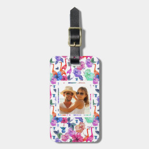 Étiquette À Bagage Motif tropical d'aquarelle de photo faite sur