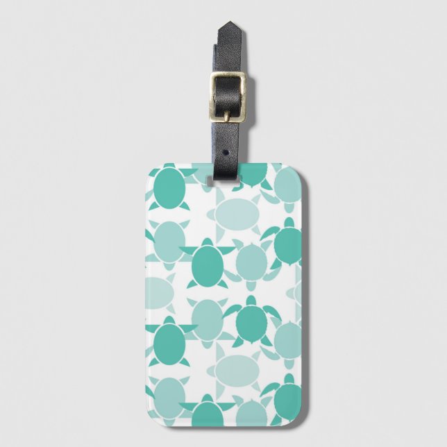 Étiquette À Bagage Motif turquoise de tortue (Devant Vertical)