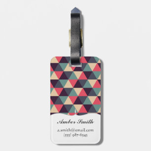 Étiquette À Bagage Motif turquoise et rose de triangle