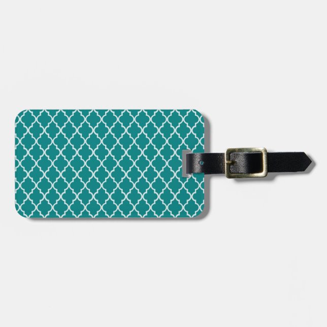 Étiquette À Bagage Motif turquoise Vert Et Blanc Marocain Trellis (Devant horizontal)