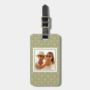 Étiquette À Bagage motif vert et jaune de la photo personnalisée