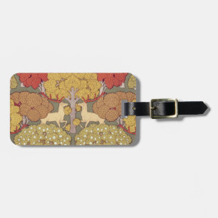Étiquette À Bagage Motif Vert Sauge Forêt Cerf Stag Vintage
