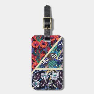 Étiquette À Bagage Motifs Floraux Géométriques Art Déco Français Vint