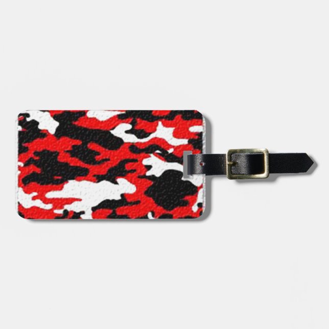 Étiquette À Bagage Motifs rouges de camouflage (Devant horizontal)