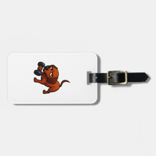 Étiquette À Bagage Motivation de bande dessinée de haltère de teckel 