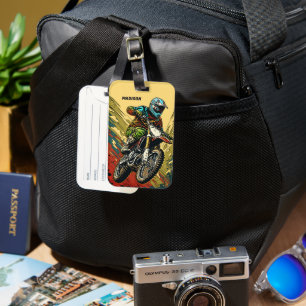 Étiquette À Bagage Motocross de nom personnalisé