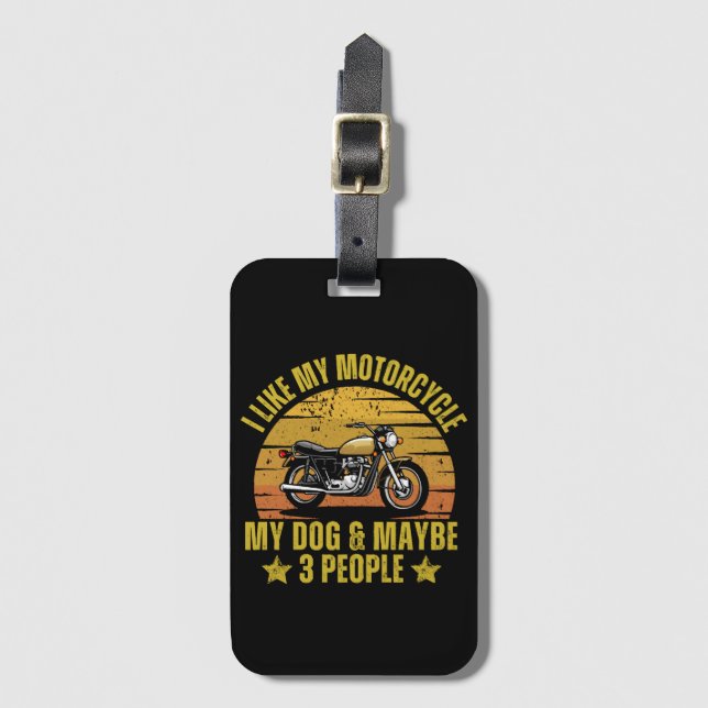 Étiquette À Bagage Motocyclette de chien (Devant Vertical)