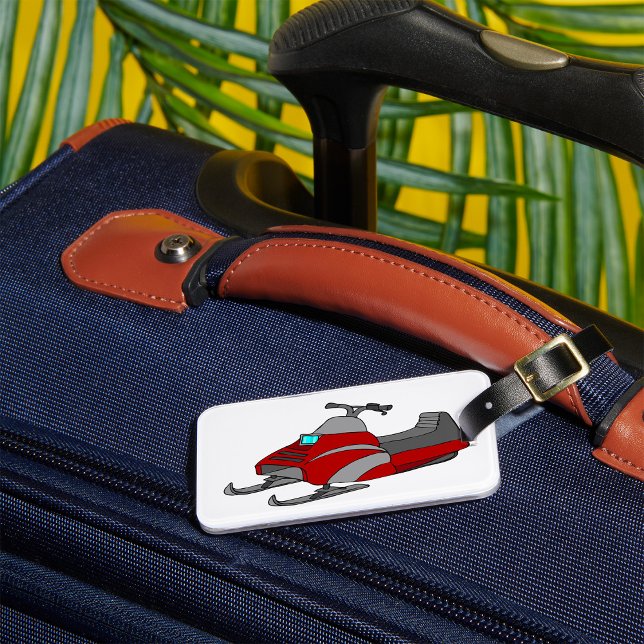 Étiquette À Bagage Motoneige rouge et gris (Créateur téléchargé)