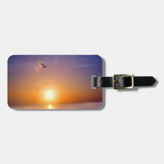 Étiquette À Bagage Mouette faite sur commande de coucher du soleil