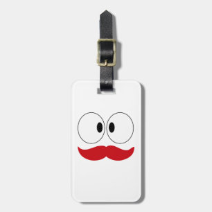 Étiquette À Bagage Moustache drôle visage avec les yeux