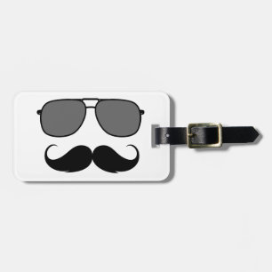 Étiquette À Bagage moustache et lunettes
