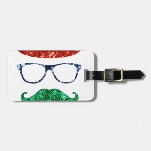 Étiquette À Bagage moustache hipster de noël