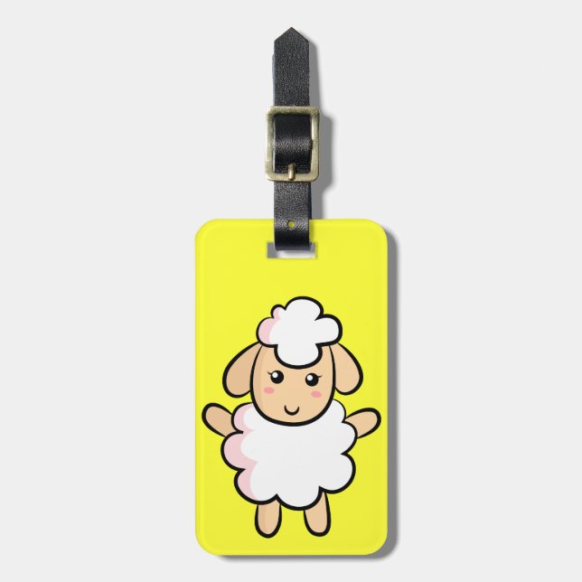 Étiquette À Bagage Moutons de ferme mignons et heureux (Devant Vertical)