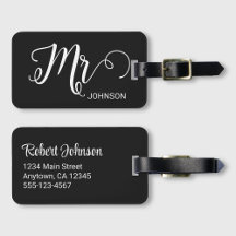 Mr Personalized Elegant Script Groom Name Black
