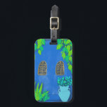 Étiquette À Bagage Mur Jardin Bleu Majorque Maroc<br><div class="desc">Joli mur bleu et des plantes colorés,  dessinés à la main par moi pour vous ! Jetez un oeil à mon magasin pour plus !</div>