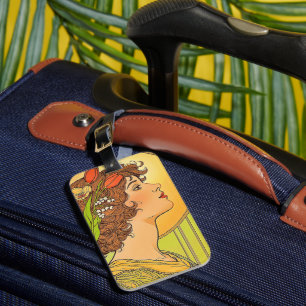 Étiquette À Bagage Muse Art nouveau avec fleurs printanières