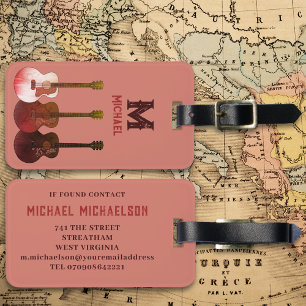 Étiquette À Bagage Musicien à la Guitare Acoustique Personnalisé