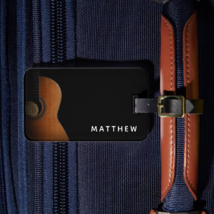 Étiquette À Bagage Musicien de guitare moderne Photo noir et blanc