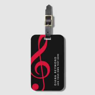 Étiquette À Bagage musicien voyage rouge treble clef noir