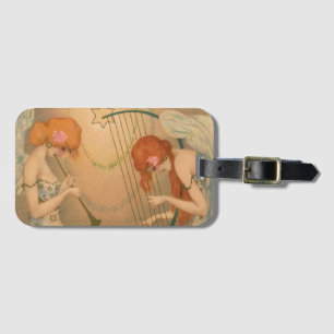 Étiquette À Bagage Musique Vintage Anges Musiciens Victoriens Flûte H