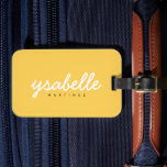 Étiquette À Bagage Mustard Jaune Simple Bold Nom du script<br><div class="desc">Mustard Jaune Simple Bold Script Nom Bagage Balise</div>