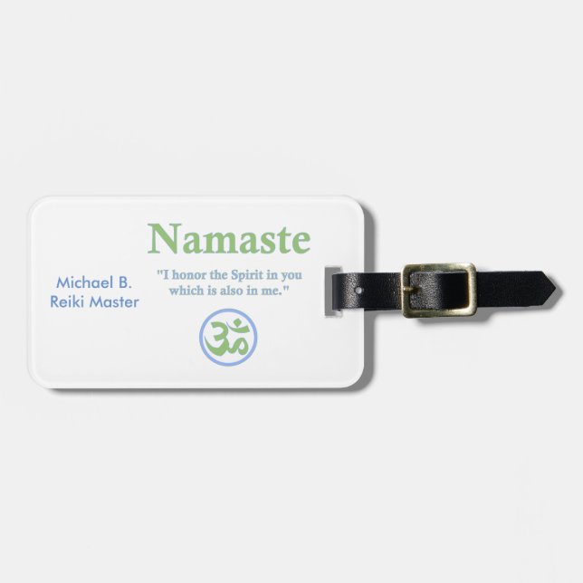 Étiquette À Bagage Namaste signification avec Om Symbole (Devant horizontal)