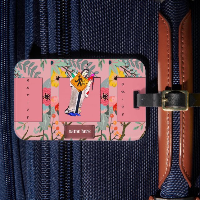 Étiquette À Bagage Native American Still Here Cartoon Floral Custom (Insitu Rectoal 4)