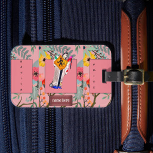 Étiquette À Bagage Native American Still Here Cartoon Floral Personna