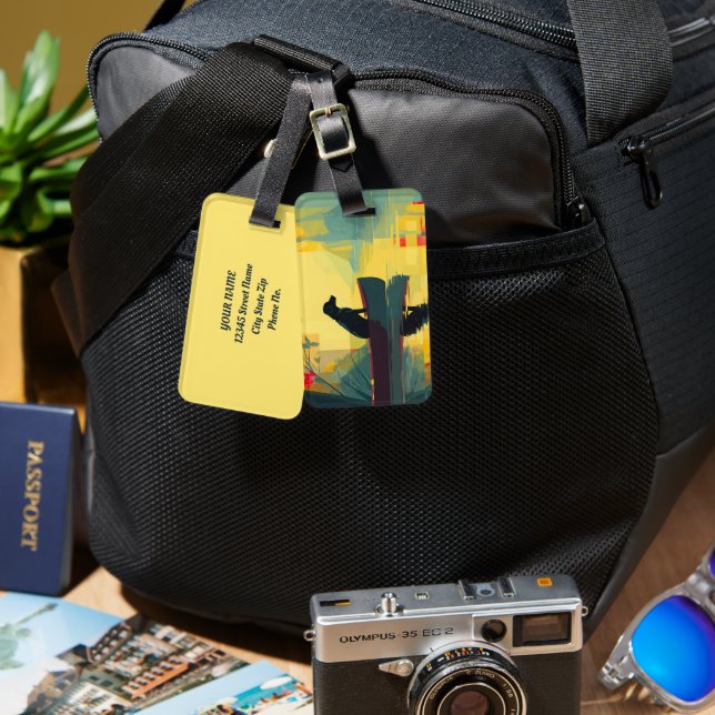 Étiquette À Bagage Nature Minimaliste Canot Labrador Noir (Recto & Verso)