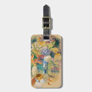 Étiquette À Bagage Nature morte de Gauguin avec chat Art floral vinta