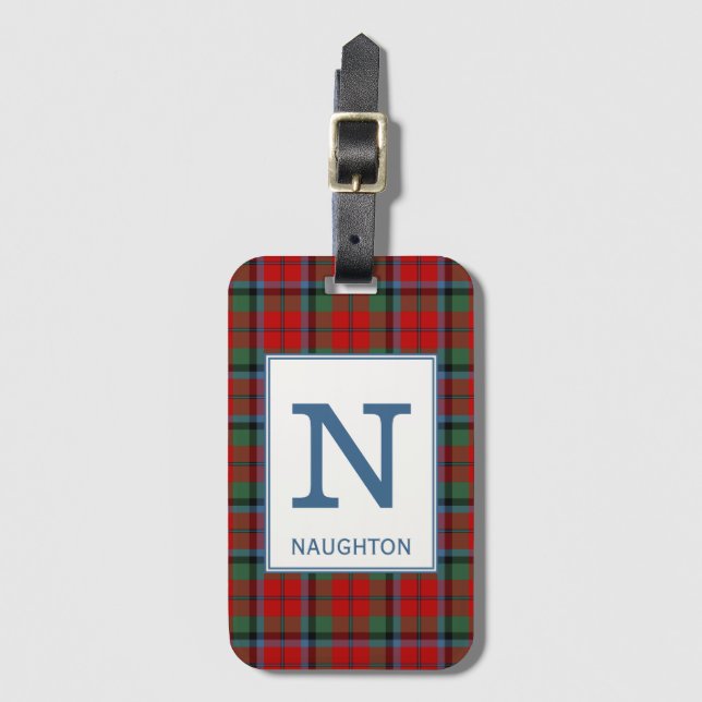 Étiquette À Bagage Naughton Tartan Red Plaid Motif (Devant Vertical)