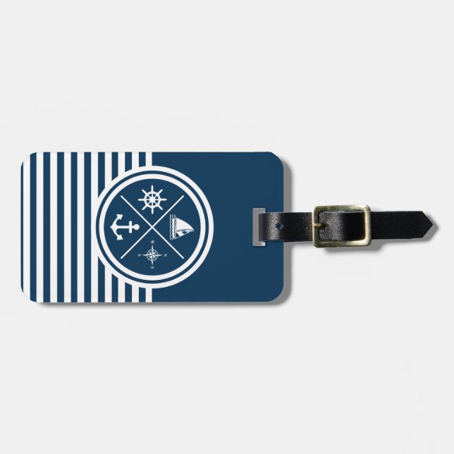 Étiquette À Bagage Nautical themed design (Devant horizontal)