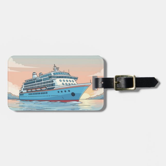 Étiquette À Bagage Navire de croisière sur l'océan (Devant horizontal)