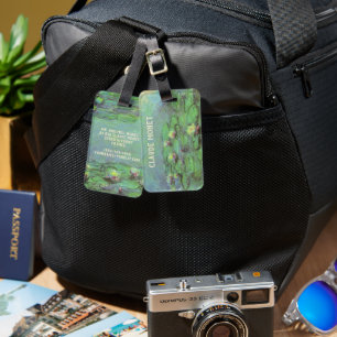 Étiquette À Bagage Nénuphars de Claude Monet, Impressionnisme Vintage