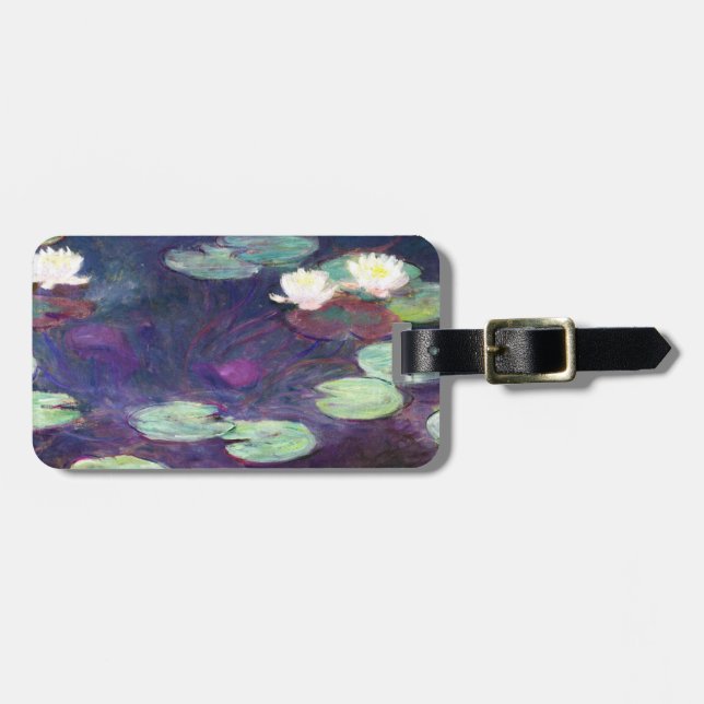 Étiquette À Bagage Nénuphars, rose, Claude Monet 1897-99 frais, vieux (Devant horizontal)
