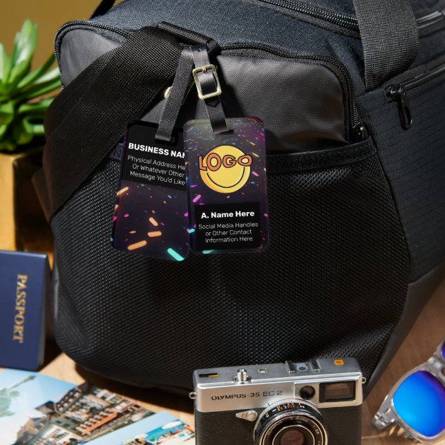 Étiquette À Bagage Neon Blacklight Branding Custom Logo Nightlife (Recto & Verso)