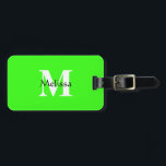 Étiquette À Bagage Neon Green Monogram Nom personnalisé Cadeau Favori<br><div class="desc">Monogramme initial et aussi des détails personnels comme nom,  adresse,  numéro de téléphone et e-mail que vous pouvez modifier. Conçu avec un arrière - plan de couleur vert néon solide attrayant,  vous pouvez changer la couleur si vous le souhaitez. Idée cadeau de voyage cool pour lui ou elle.</div>