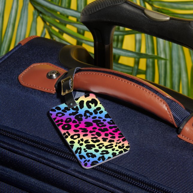 Étiquette À Bagage Neon Rainbow Leopard Motif Imprimer (Insitu Rectoal 1)