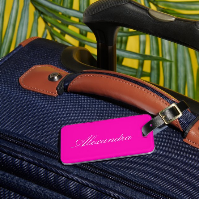 Étiquette À Bagage Neon rose Personnaliser couleur solide (Insitu Rectoal 3)