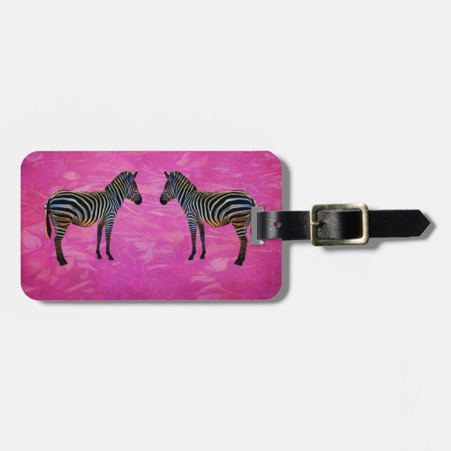 Étiquette À Bagage Neon Zebra Réflexion Customisée Adresse Téléphone (Devant horizontal)