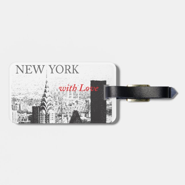 Étiquette À Bagage New York avec l'étiquette de bagage d'amour (Dos horizontal)