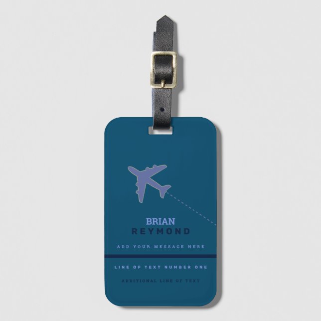 Étiquette À Bagage Nice Moderne masculin Blue air Travel (Devant Vertical)