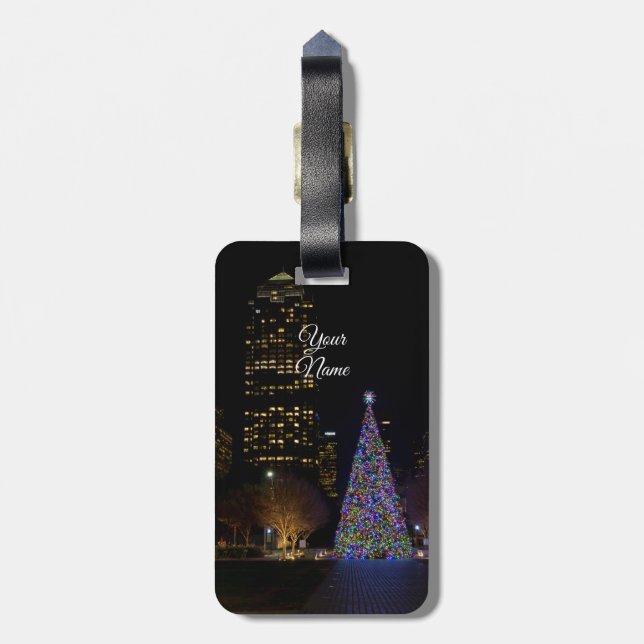 Étiquette À Bagage Noël À Warren Park Nuit (Dos Vertical)