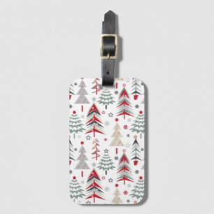 Étiquette À Bagage Noël, coloré, arbre de Noël, rouge, vert