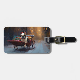 Étiquette À Bagage Noël de la saison festive de Bouledogue français