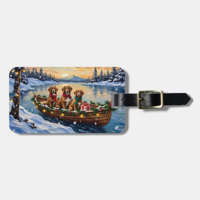 Étiquette À Bagage Noël en bateau Vizsla (Devant horizontal)