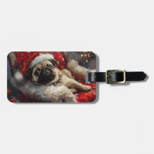 Étiquette À Bagage Noël Fête du Chien Carlin