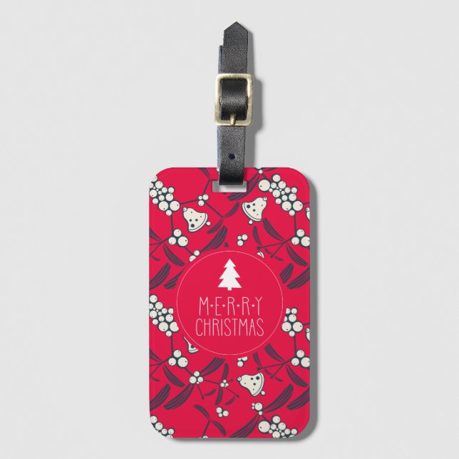 Étiquette À Bagage Noël Jingle Bells Joyeuse Salutations Collection (Devant Vertical)